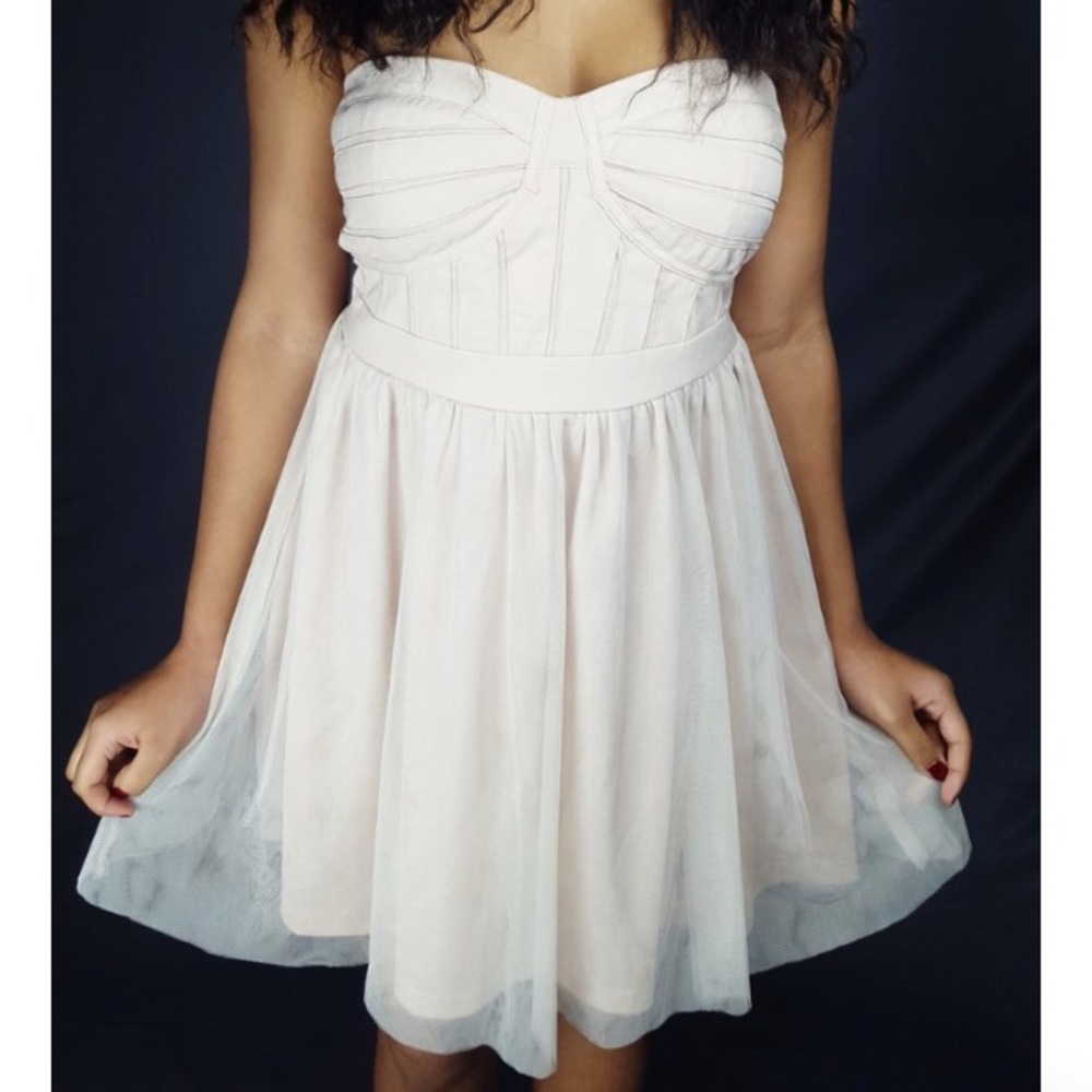 BGBGeneration Taupe Strapless Dress
